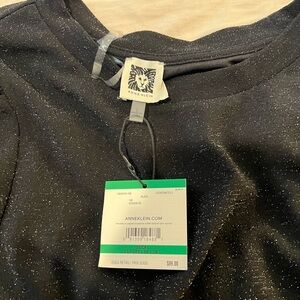 Anne Klein Black Glitter Balloon Sleeve Top